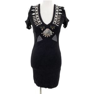 Sass & Bide Black Embellished Knit Dress